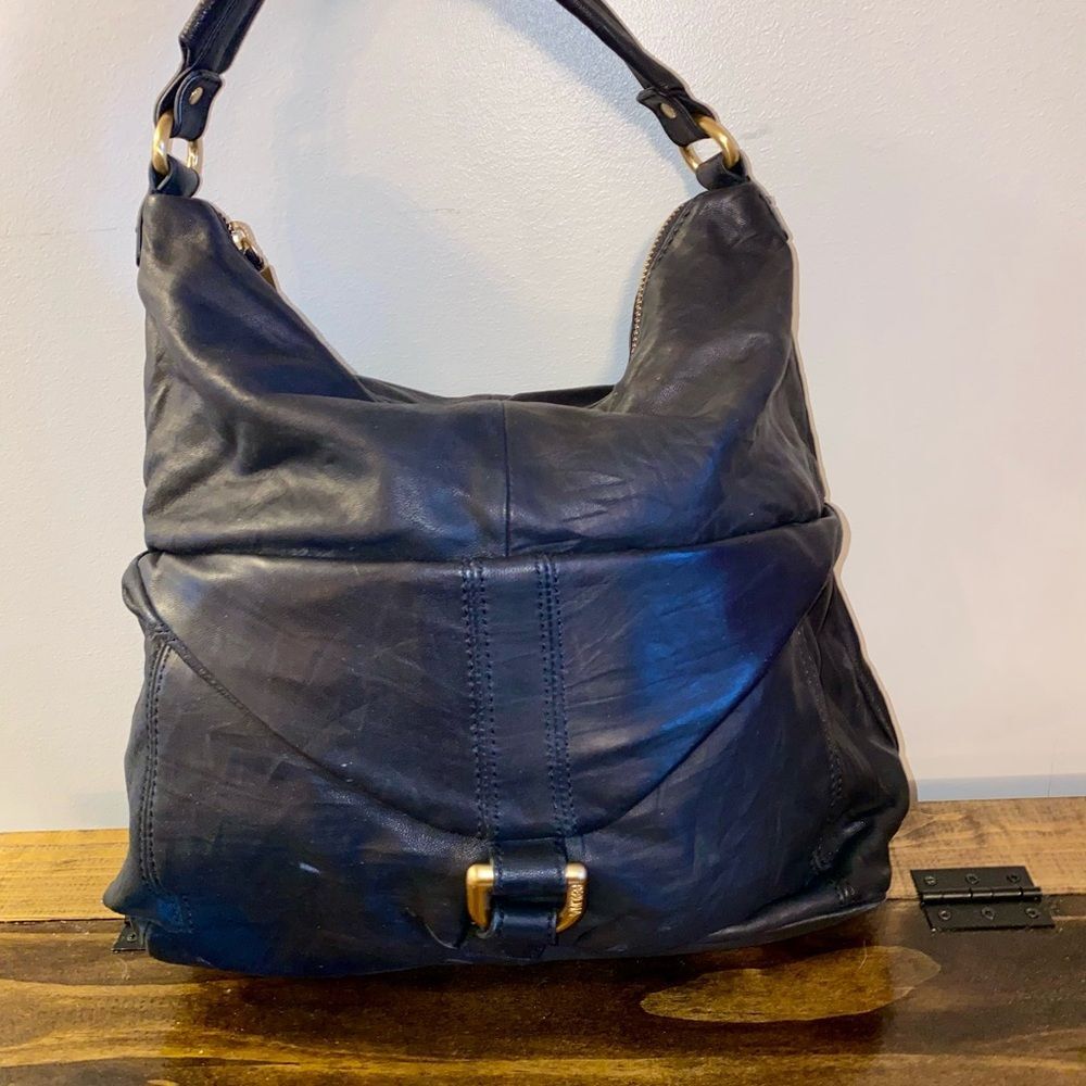 Perlina New York Womens Black Leather Shoulder Purse Bag NWT